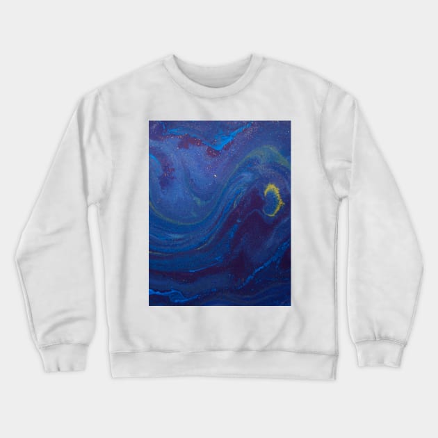 Navy Blue Starry Night Watercolor Painting Crewneck Sweatshirt by NewburyBoutique